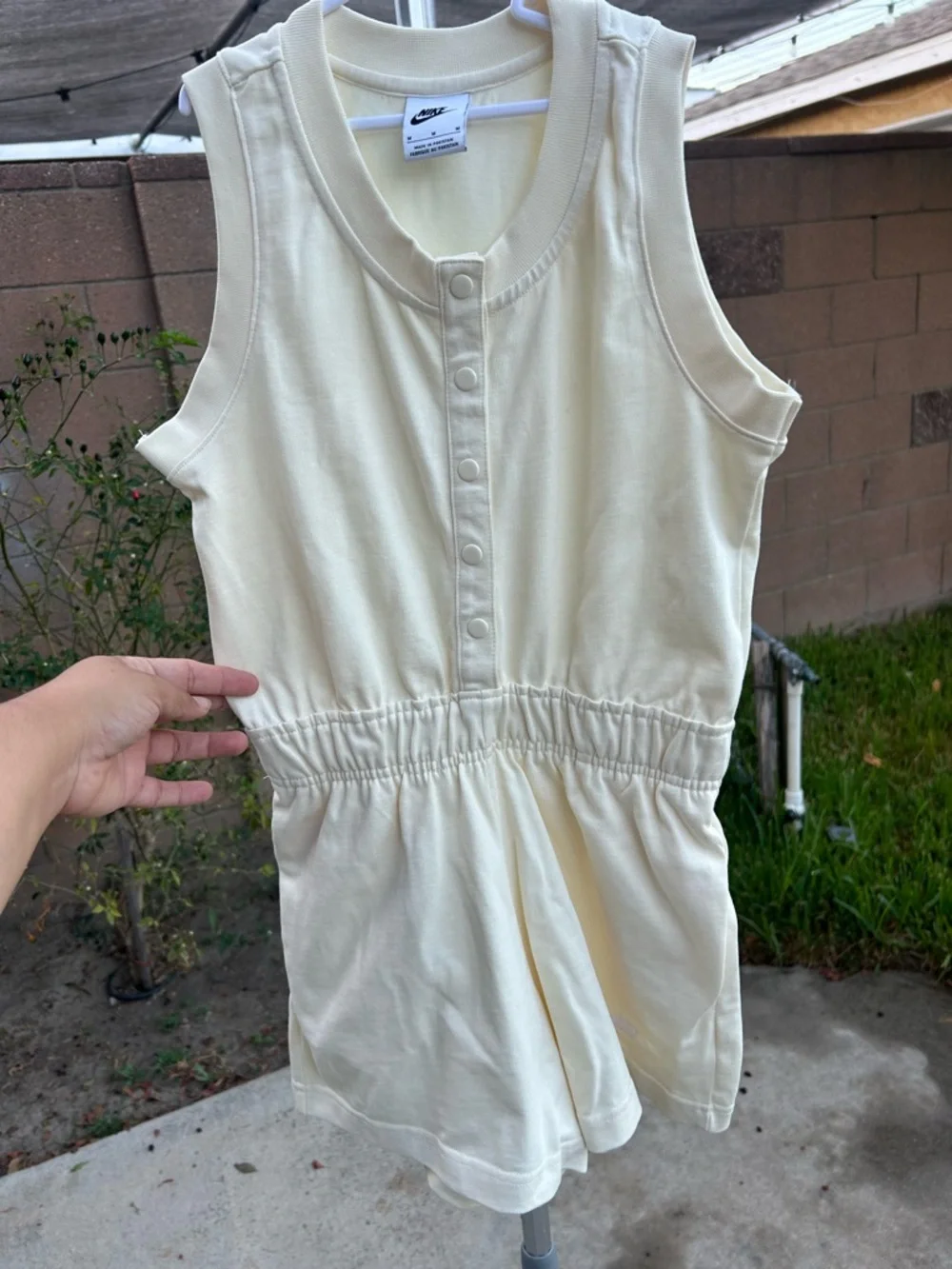 Nike Kids Sleeveless Romper in Cream